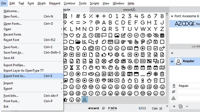 Сохранение шрифта в FontLab