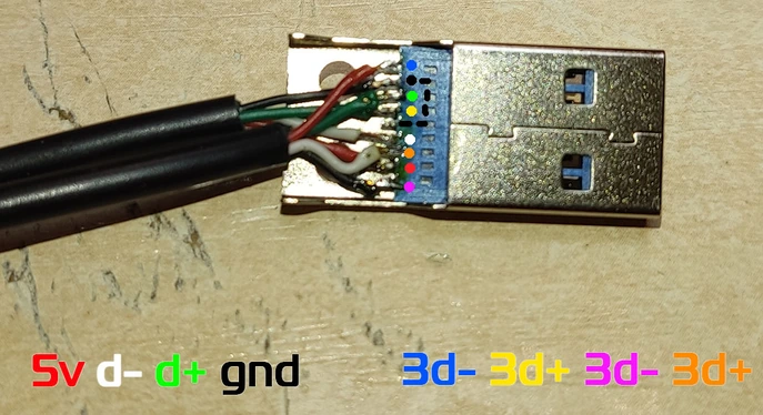 Распиновка USB 3.0 type A папа