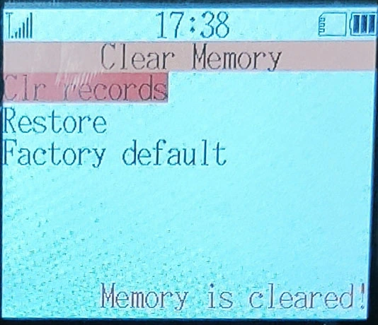 Memory cleared!